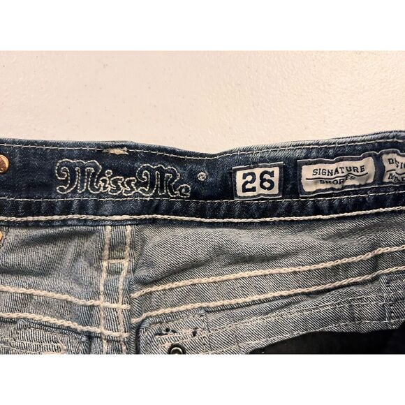 Miss Me Womens Denim Cut Off Shorts Aztec Embellished Sequin Embroidered Size 26 - Picture 8 of 9